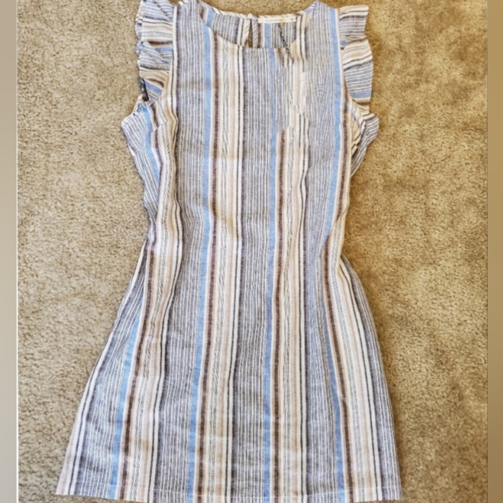 Ellison Multi Striped Ruffle Sleeve Dress
